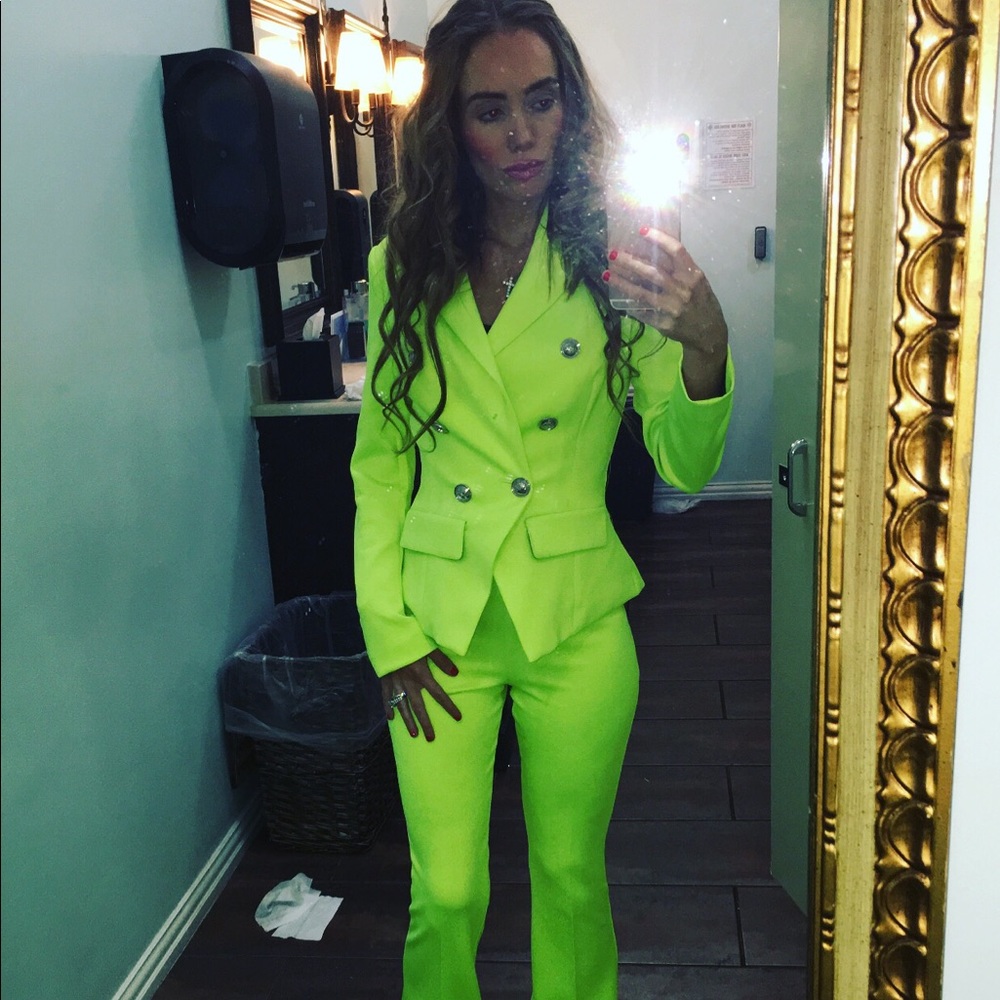 Fashion nova neon suit pants in jacket